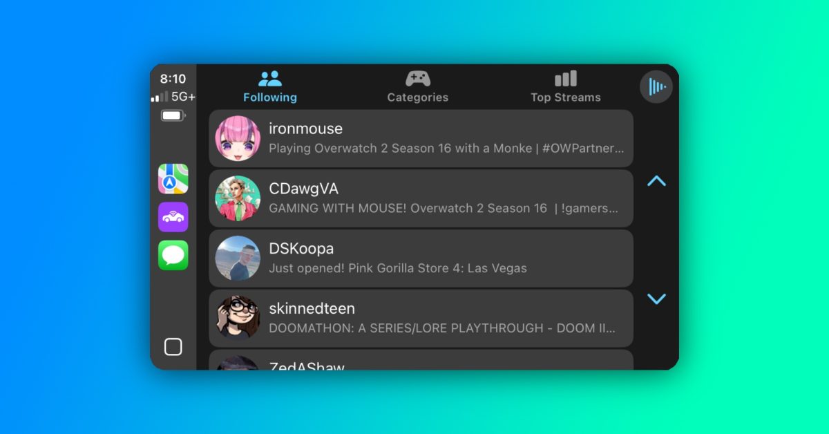 Découvrez &lsquo;CarStream&rsquo; : Le Must-Have pour des Flux Twitch Sans Distraction sur CarPlay !