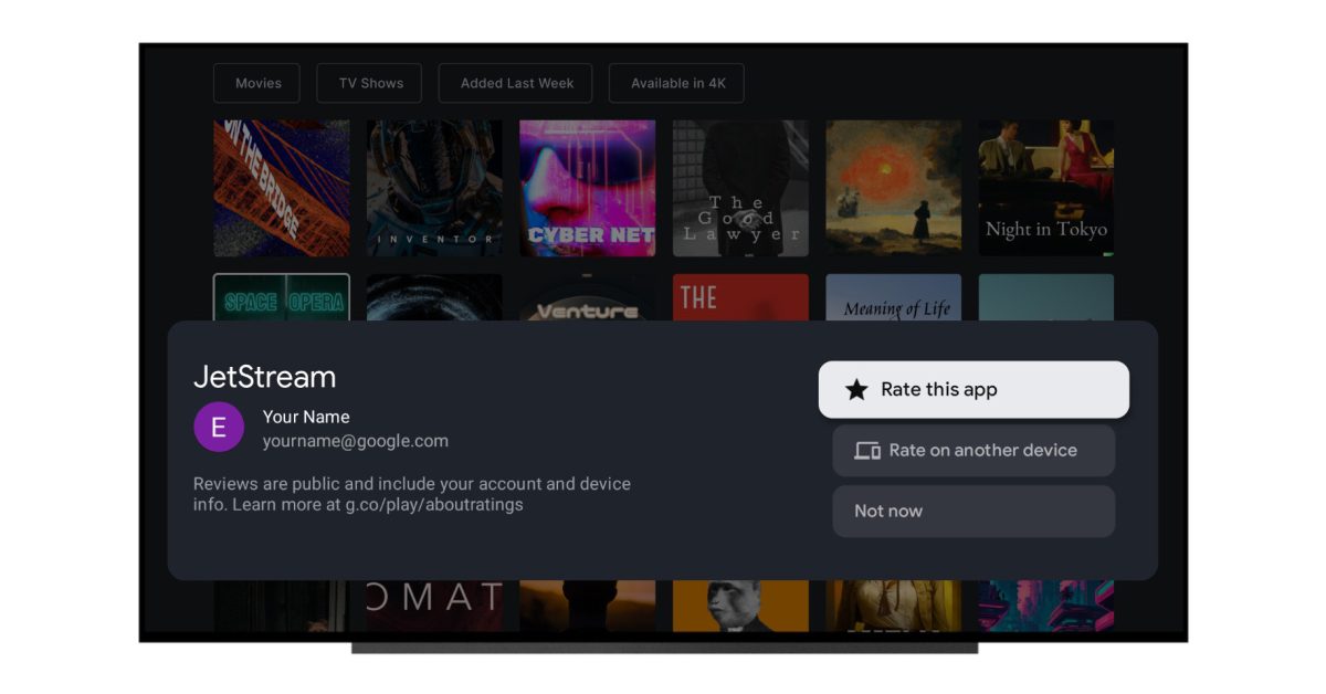 Découvrez comment les nouvelles pop-ups sur Google TV vous sollicitent pour vos évaluations !