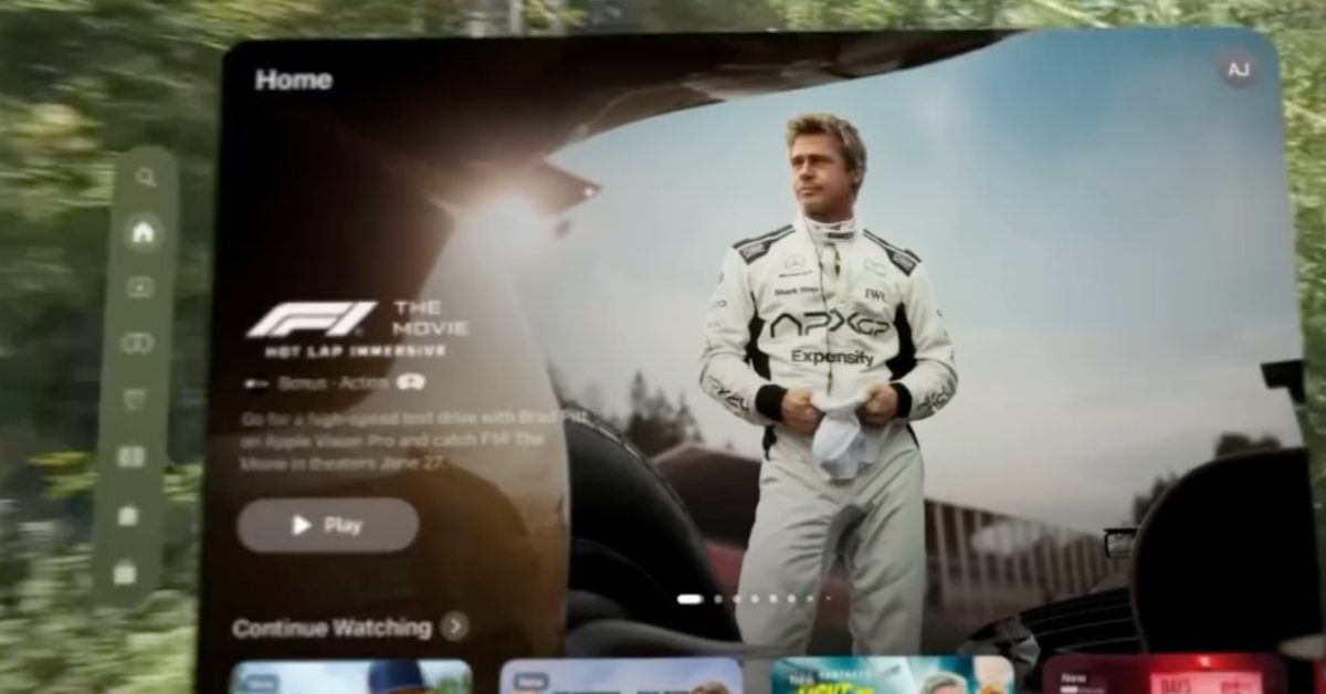 Plongez dans l&rsquo;Action : Découvrez l&rsquo;Expérience Hot Lap Immersive d&rsquo;Apple pour le Film F1 sur Apple Vision Pro!