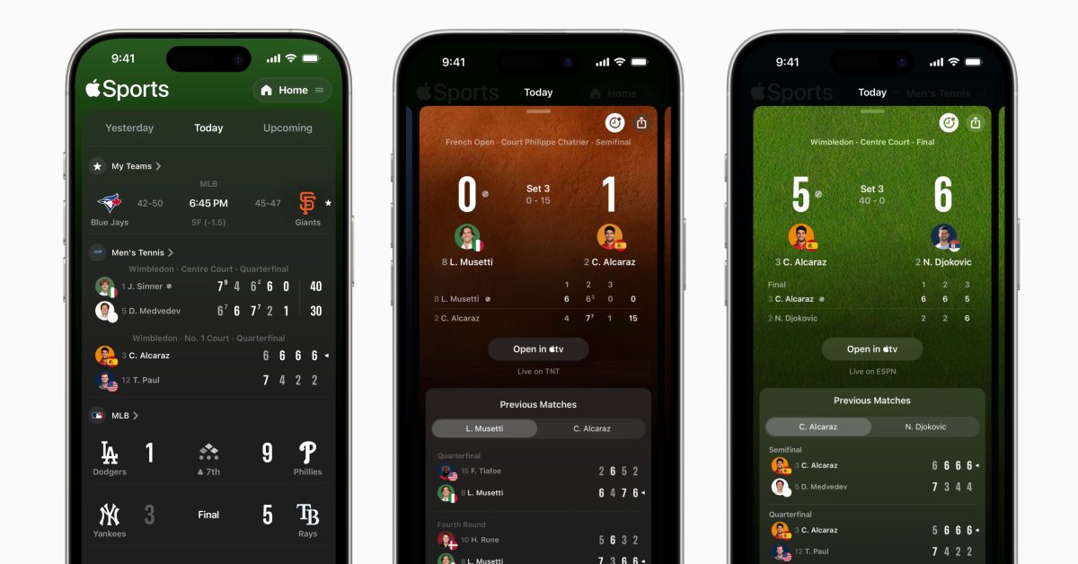 Découvrez la Nouvelle Version de l&rsquo;Application Apple Sports : Sections Personnalisées et Scores de Tennis pour Wimbledon!